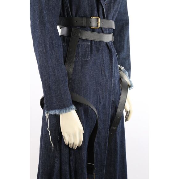 MARQUES ALMEIDA Navy Denim Collared Belted Long Trench Coat Size XS - Picture 9 of 16
